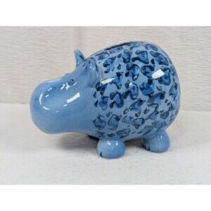 Evandale - Handpainted - Blue Pig Piggy Bank